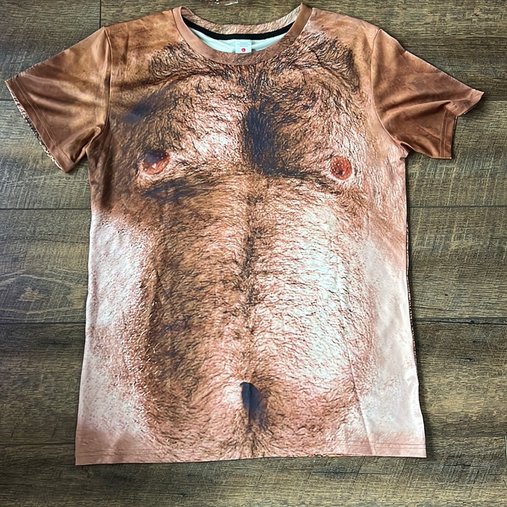 Men’s hairy body tee shirt size large